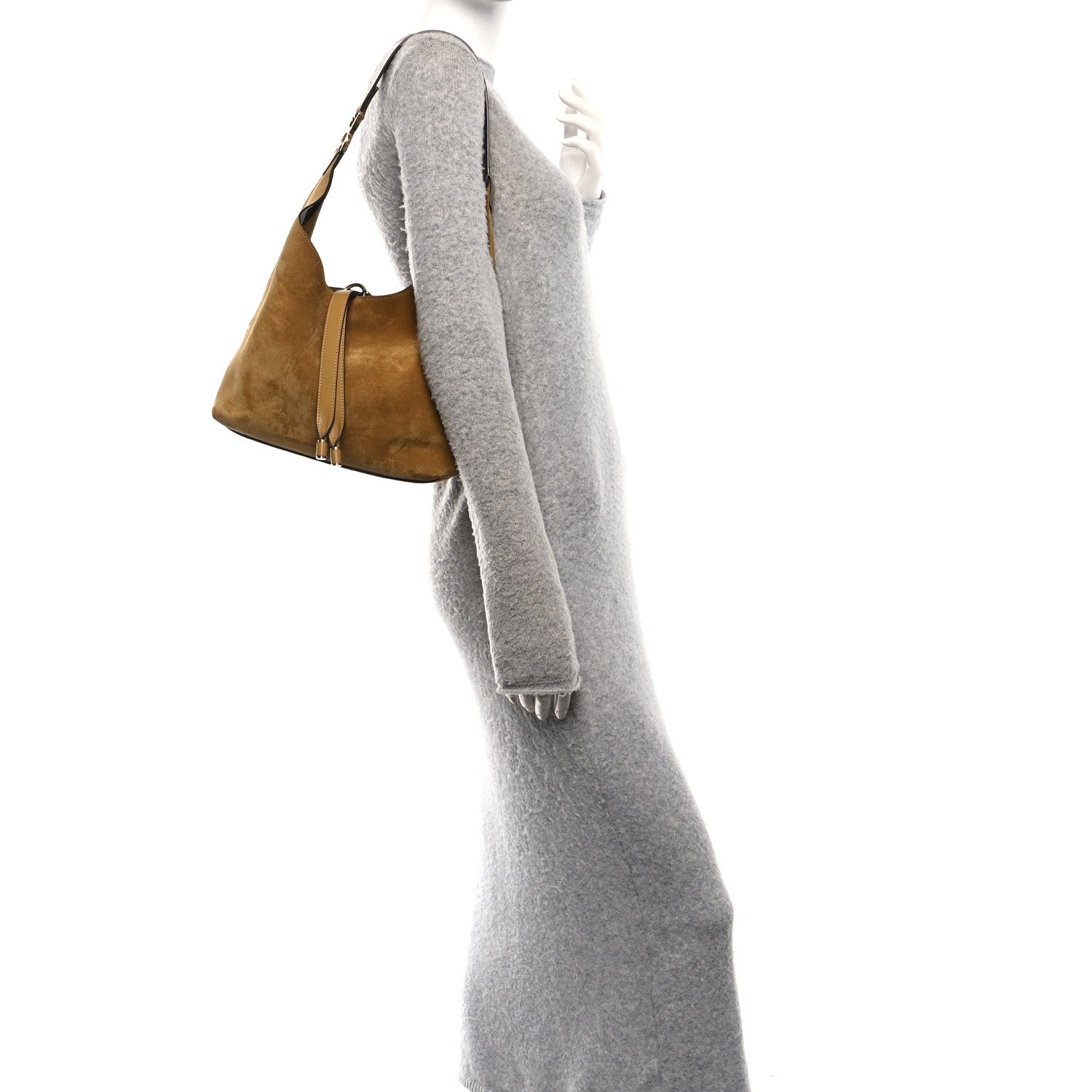 Chloe Suede Calfskin Small Marcie Hobo Bag Gold Khaki 2 of 10