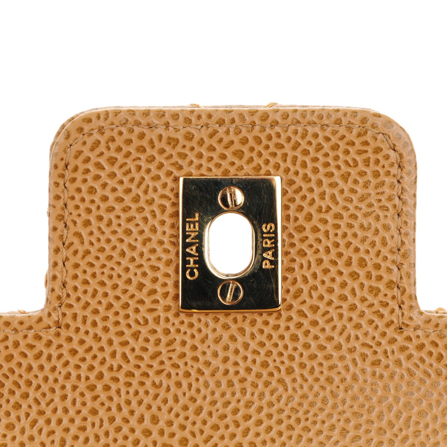 Caviar Quilted Medium Single Flap Beige