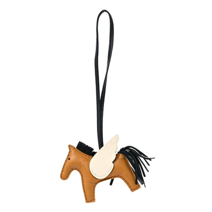 Hermes Milo Lambskin Grigri Rodeo Pegase Horse Bag Charm PM Sesame Black Nata 1 of 5