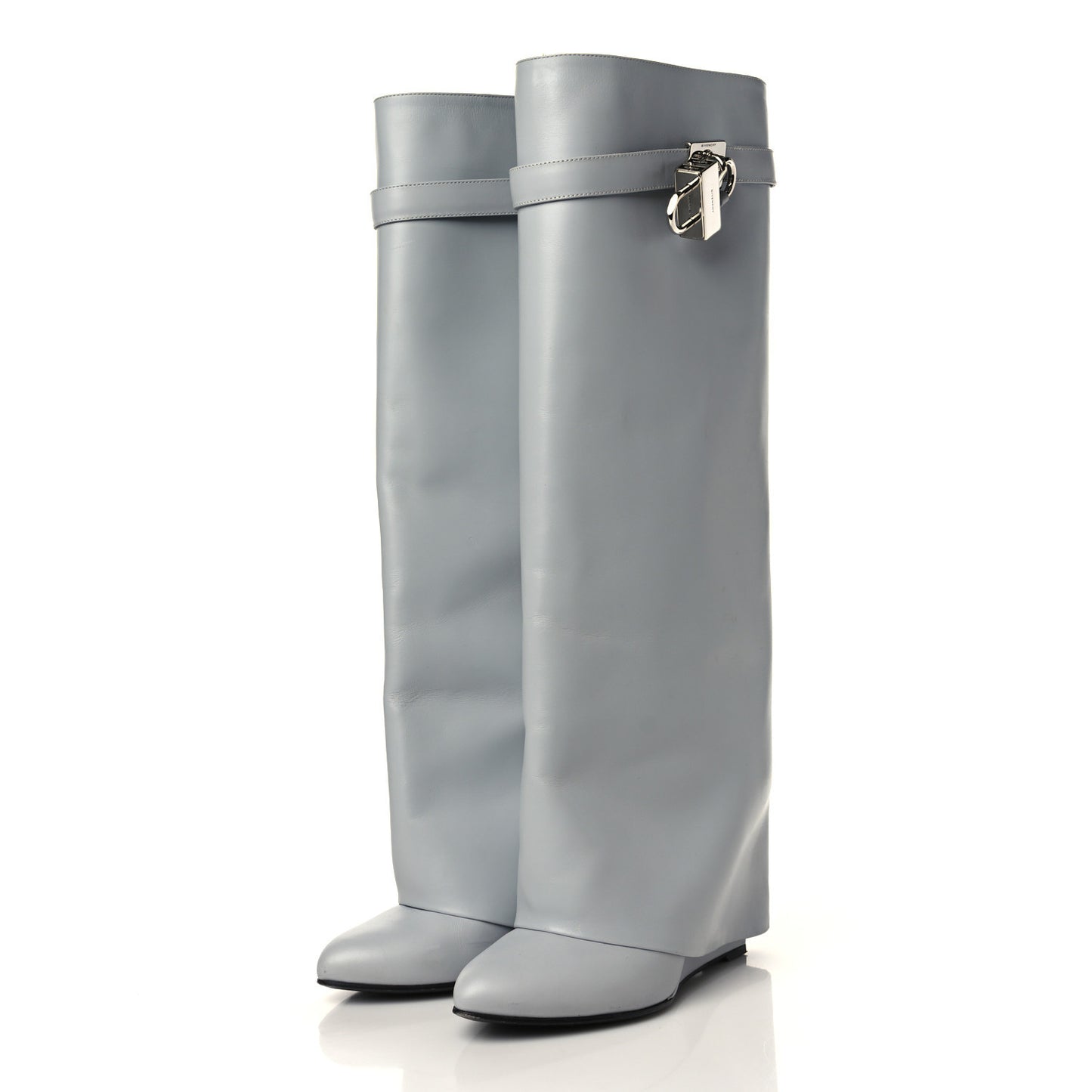 Box Calfskin Shark Lock Pant Boots 38 Grey