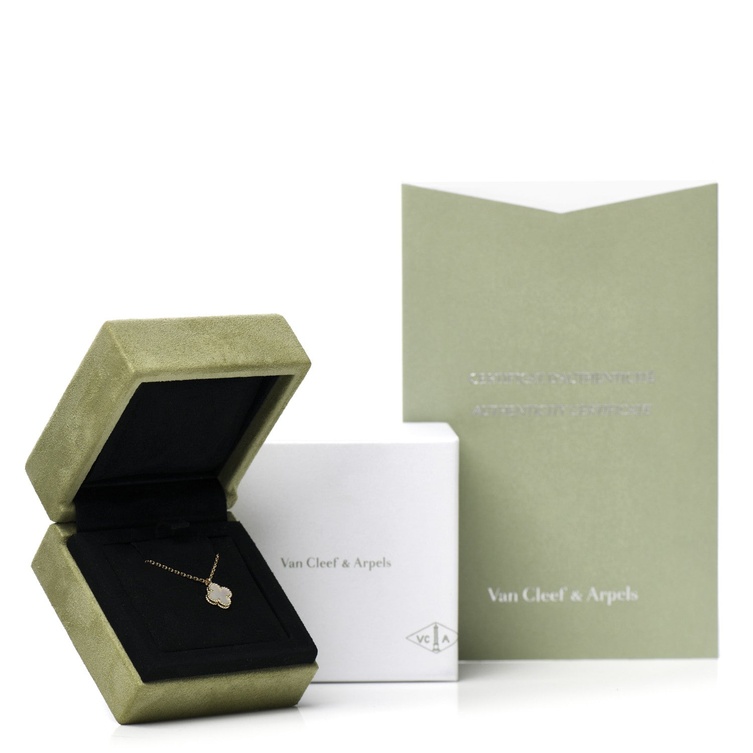 Van Cleef & Arpels 18K Yellow Gold Mother of Pearl Sweet Alhambra Pendant Necklace 7 of 7