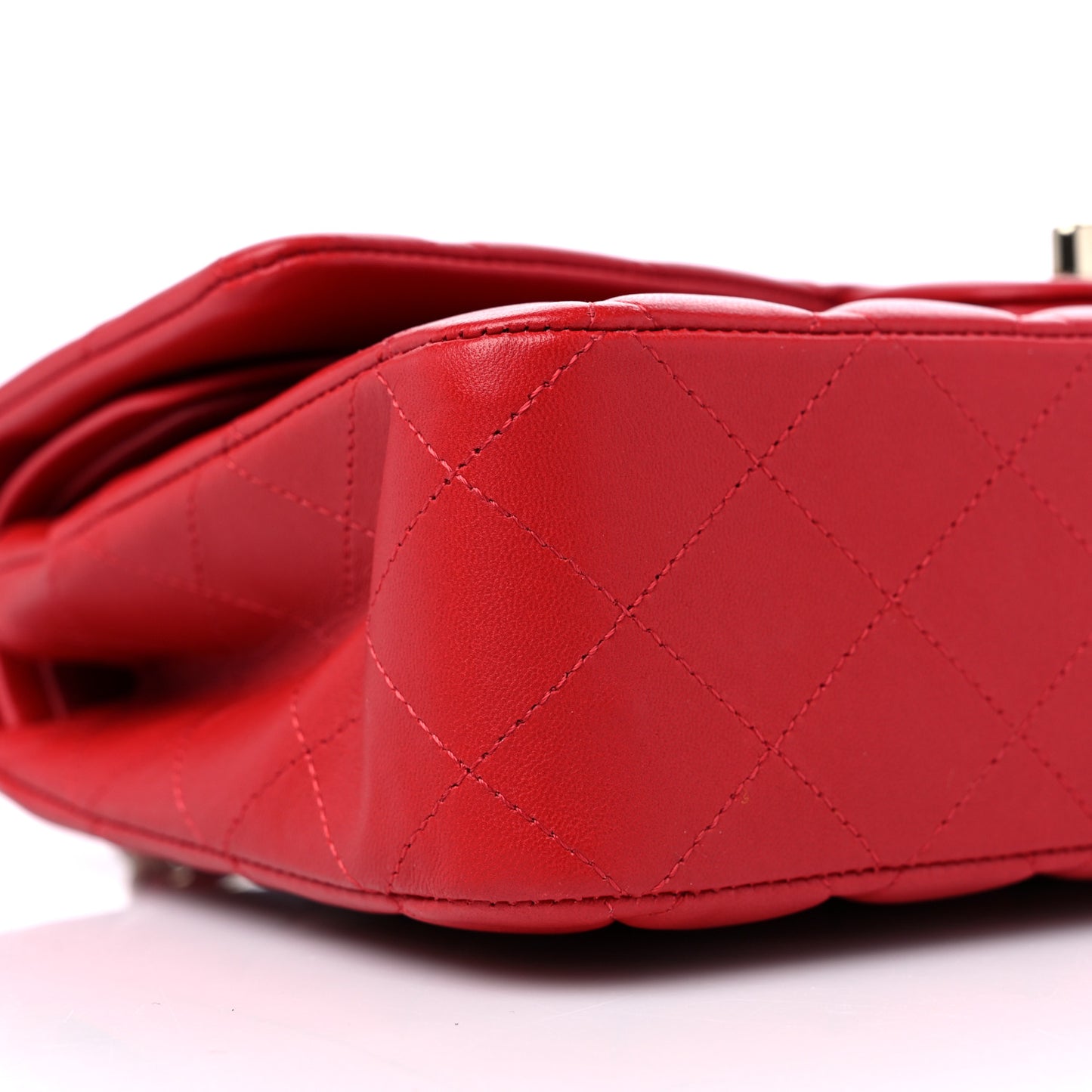 Lambskin Quilted Medium Double Flap Red