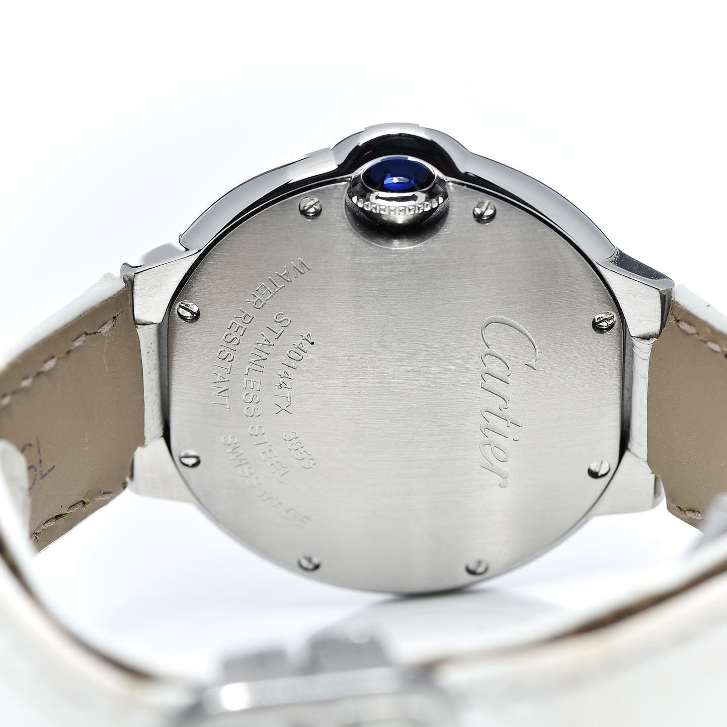 Stainless Steel Alligator 33mm Ballon Bleu De Cartier Automatic Watch White