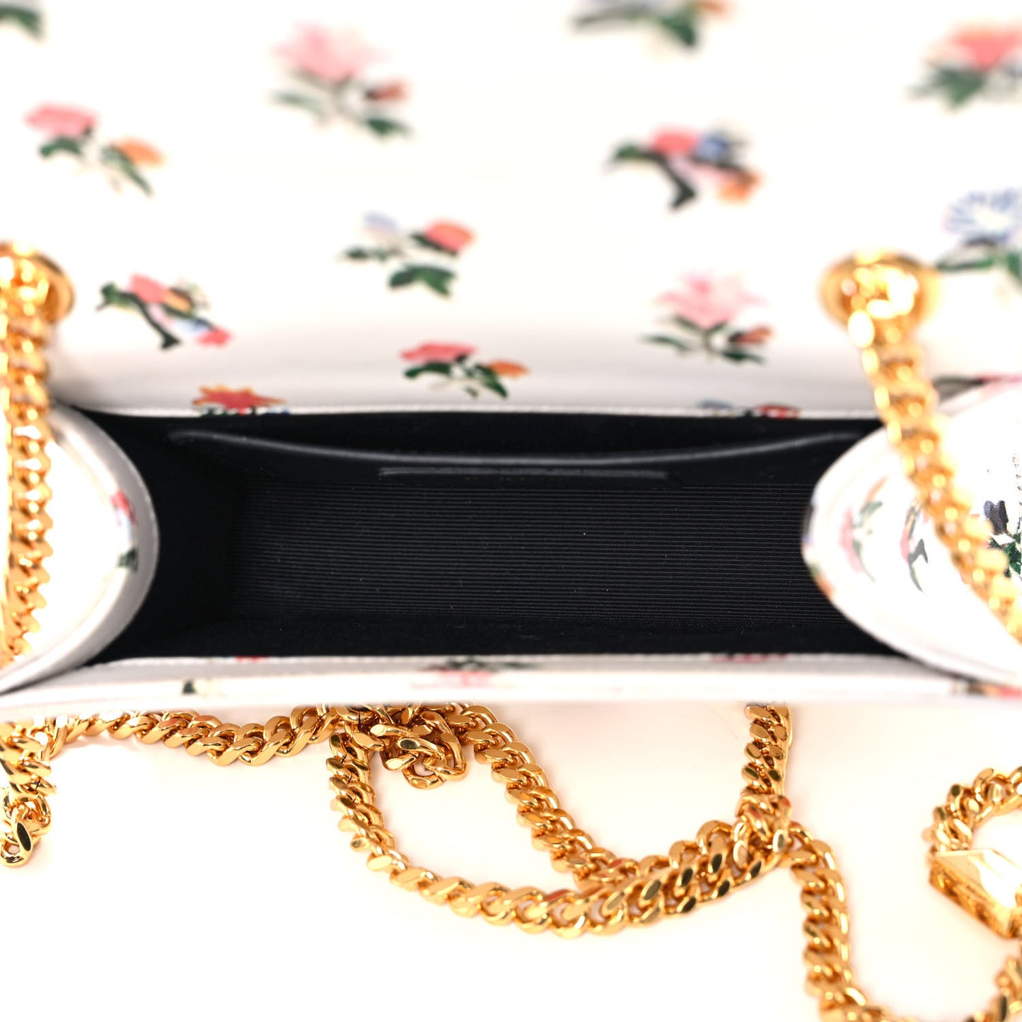 Calfskin Prairie Flower Printed Small Classic Monogram Kate Satchel White