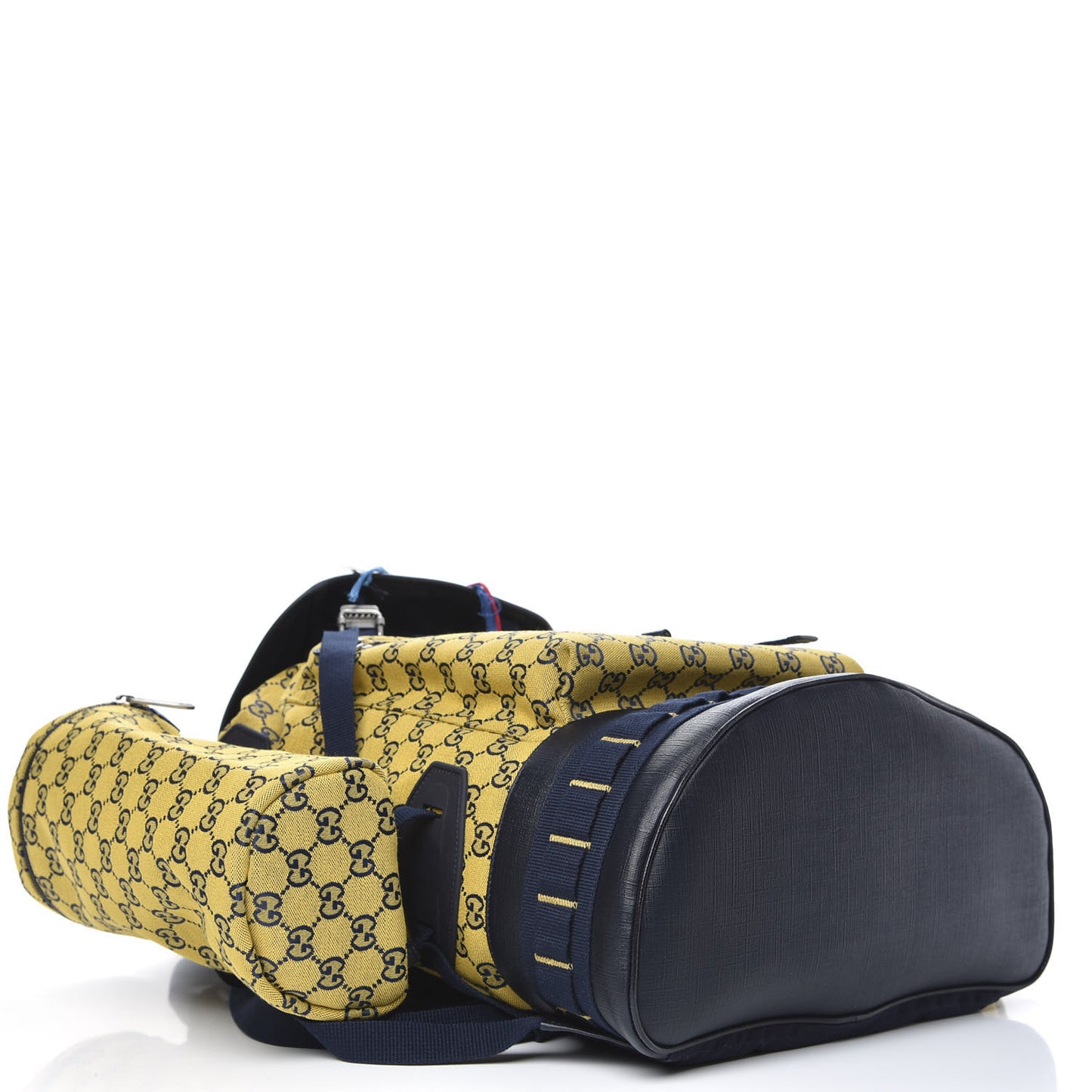 Monogram Multicolor Script Logo Large Double Pocket Backpack Yellow Blue