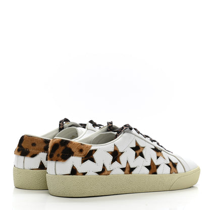 Saint Laurent Calfskin Pony Hair Star Court Sneakers 38 White 2 of 8