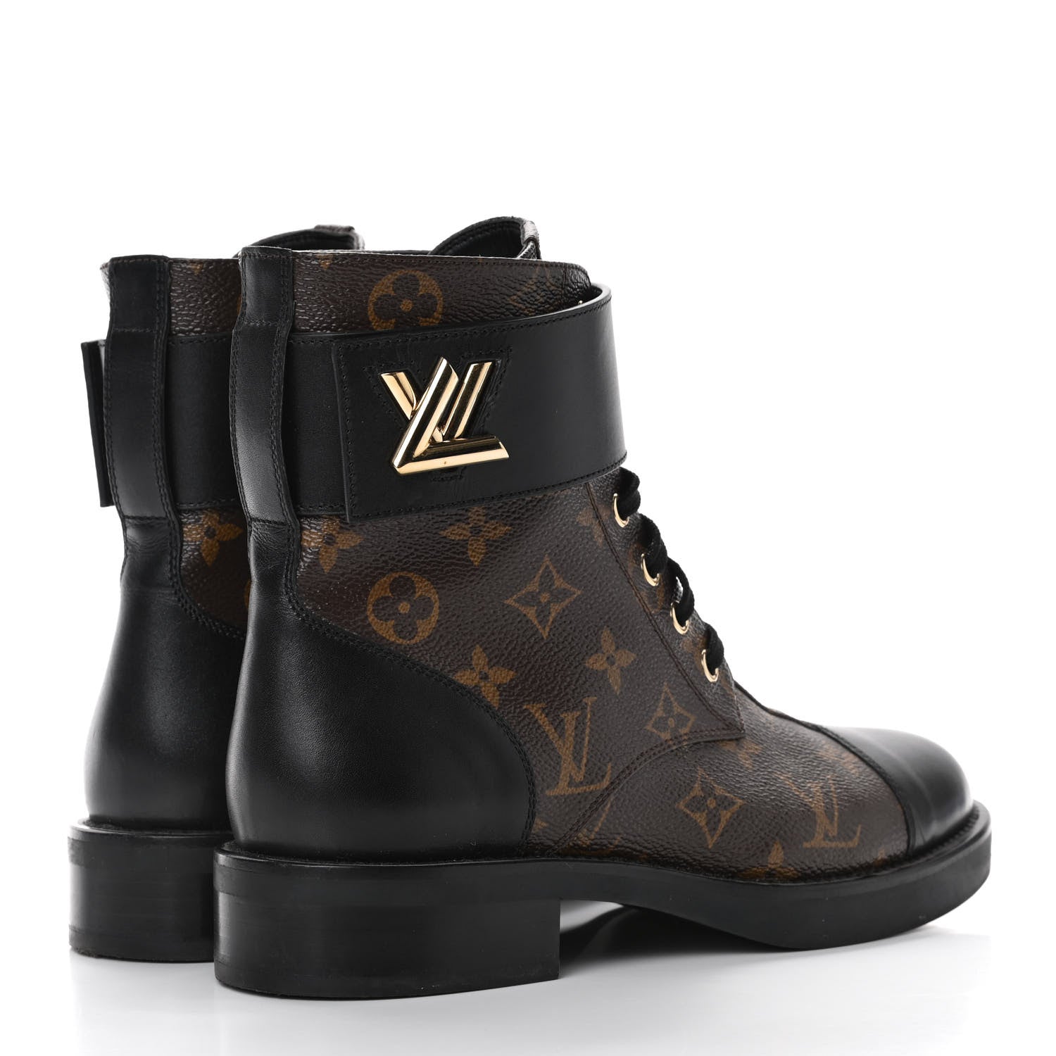 Louis Vuitton Calfskin Monogram Wonderland Flat Ranger Boots 38 Black 3 of 5