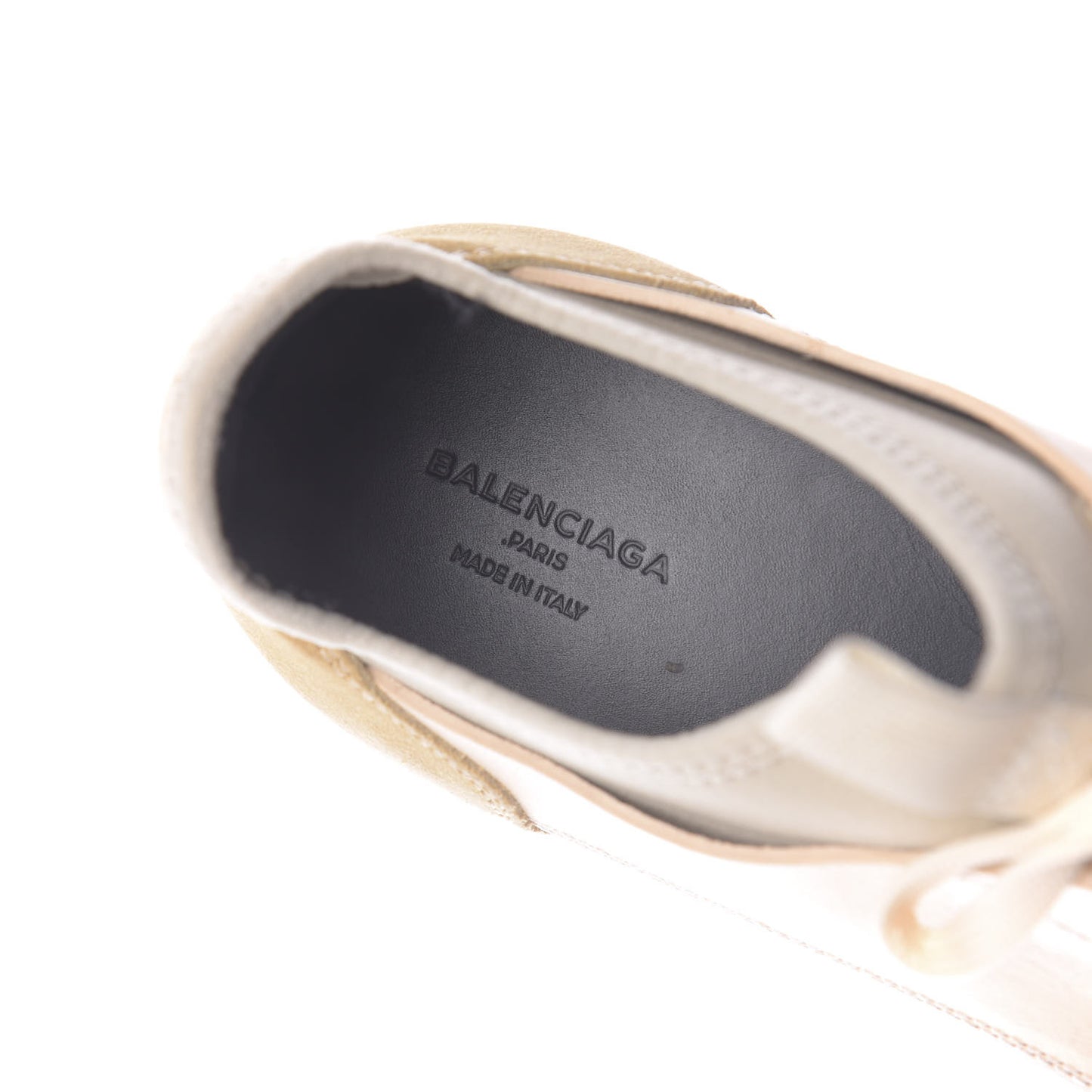Calfskin Neoprene Mesh Womens Race Runner Sneakers 41 Beige Grey