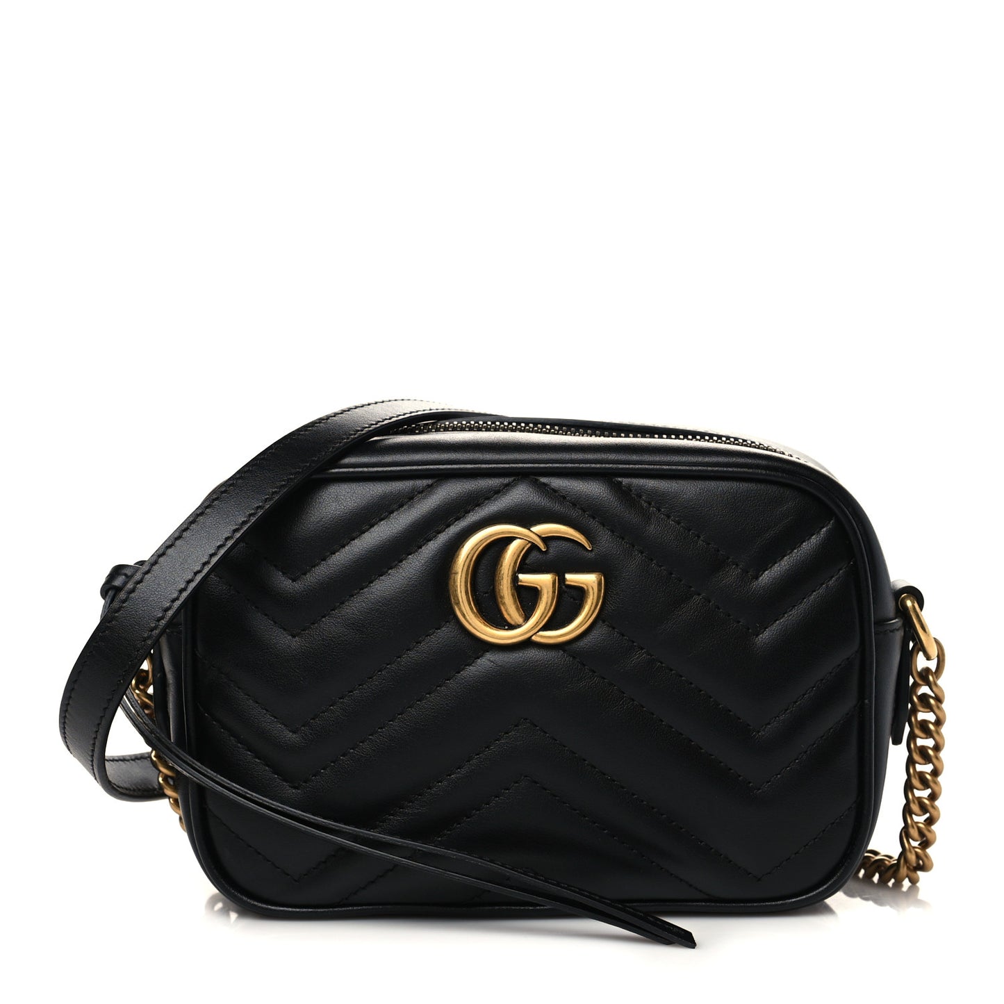 Calfskin Matelasse Mini GG Marmont Chain Shoulder Bag Black