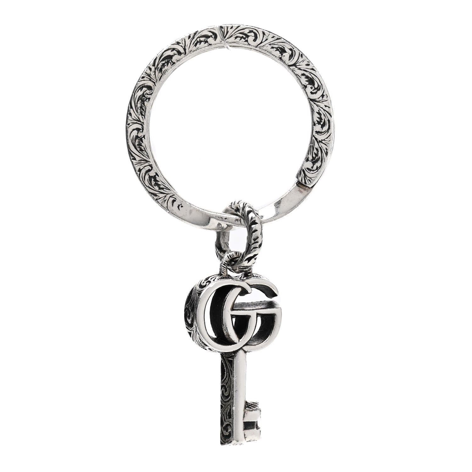 Gucci Metal GG Marmont Key Chain Silver 1 of 5