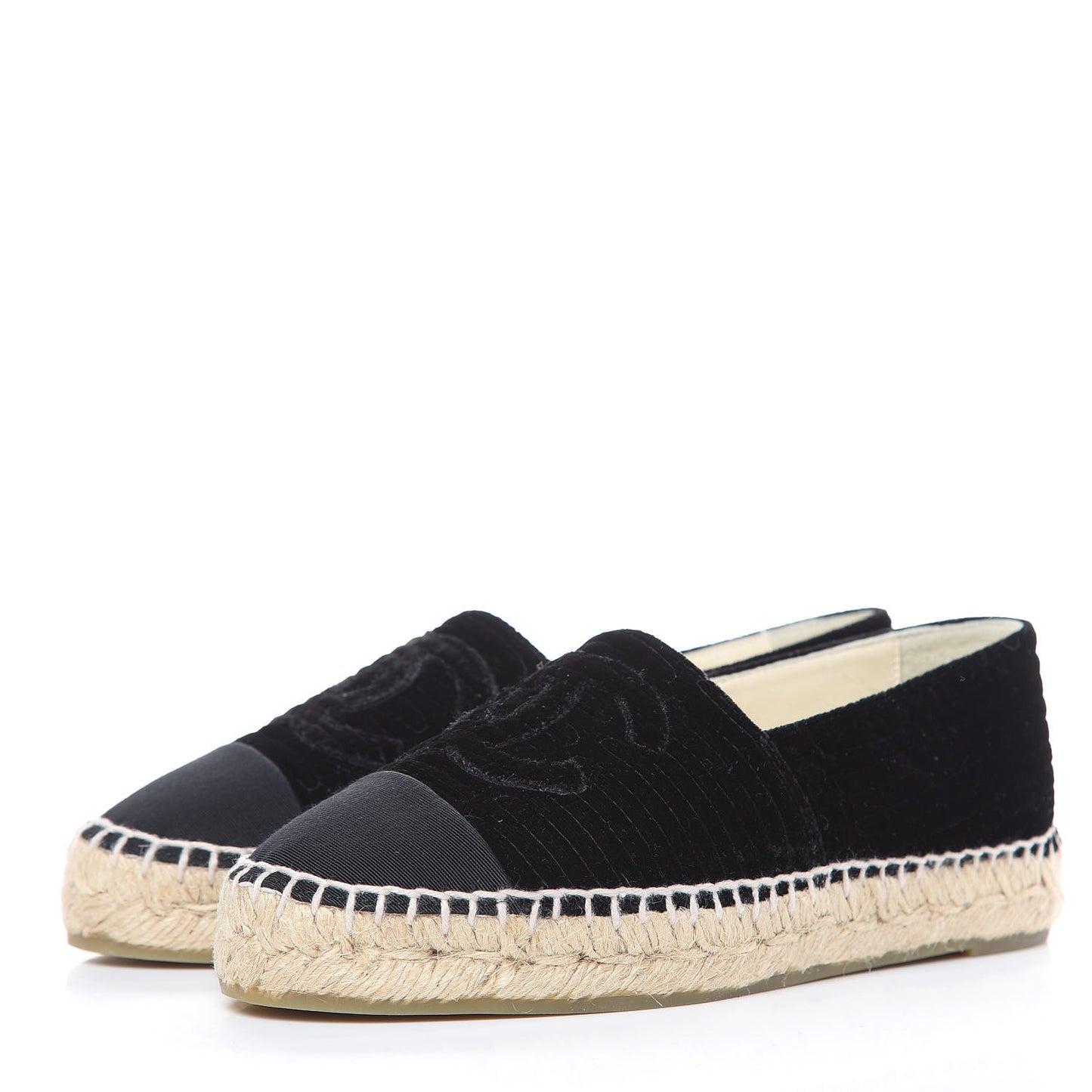 Velvet Grosgrain CC Espadrilles 35 Black