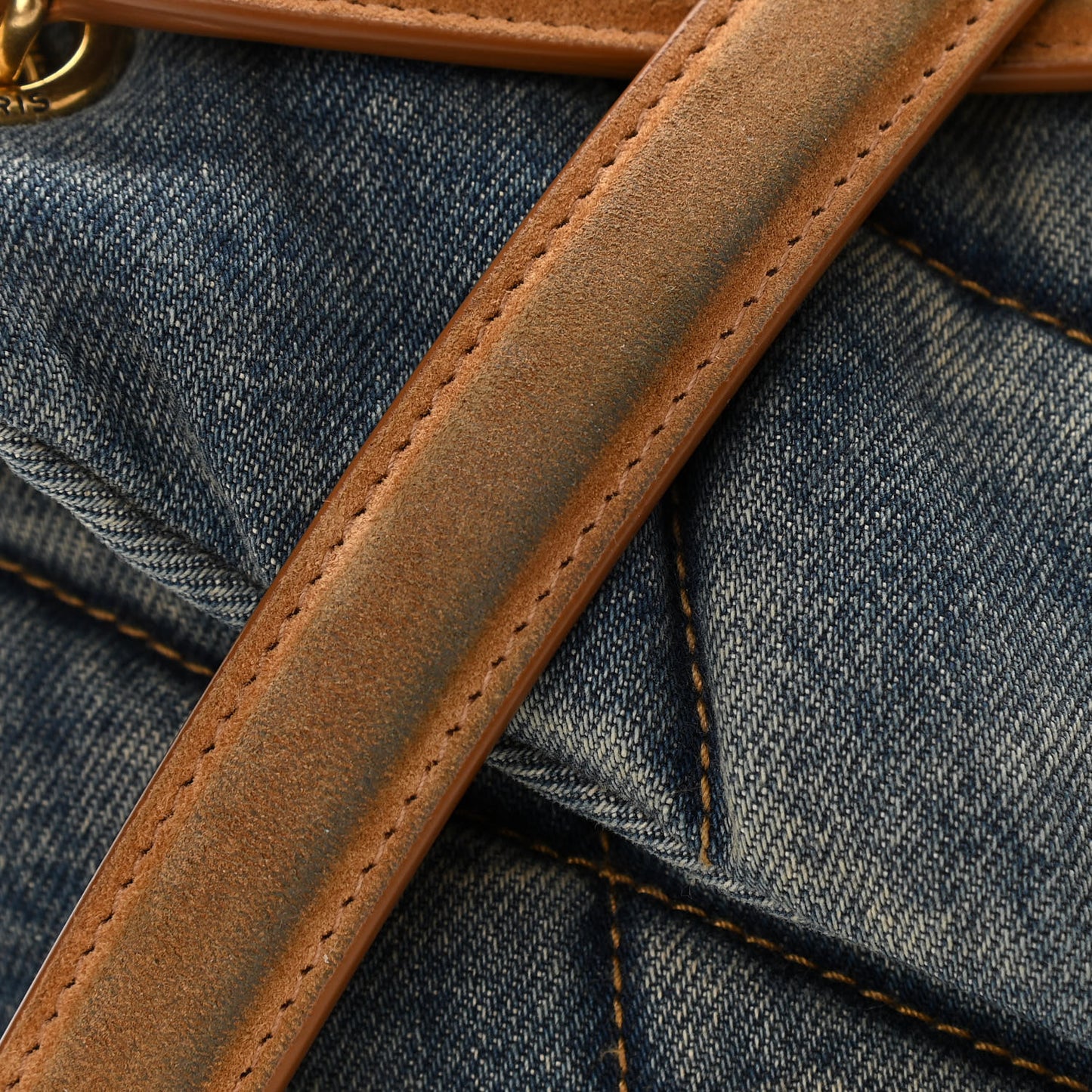 Denim Quilted Small Loulou Puffer Monogram Chain Satchel Blue Cinnamon