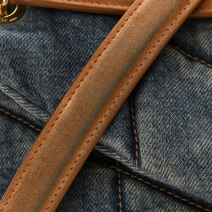 Saint Laurent Denim Quilted Small Loulou Puffer Monogram Chain Satchel Blue Cinnamon 11 of 12