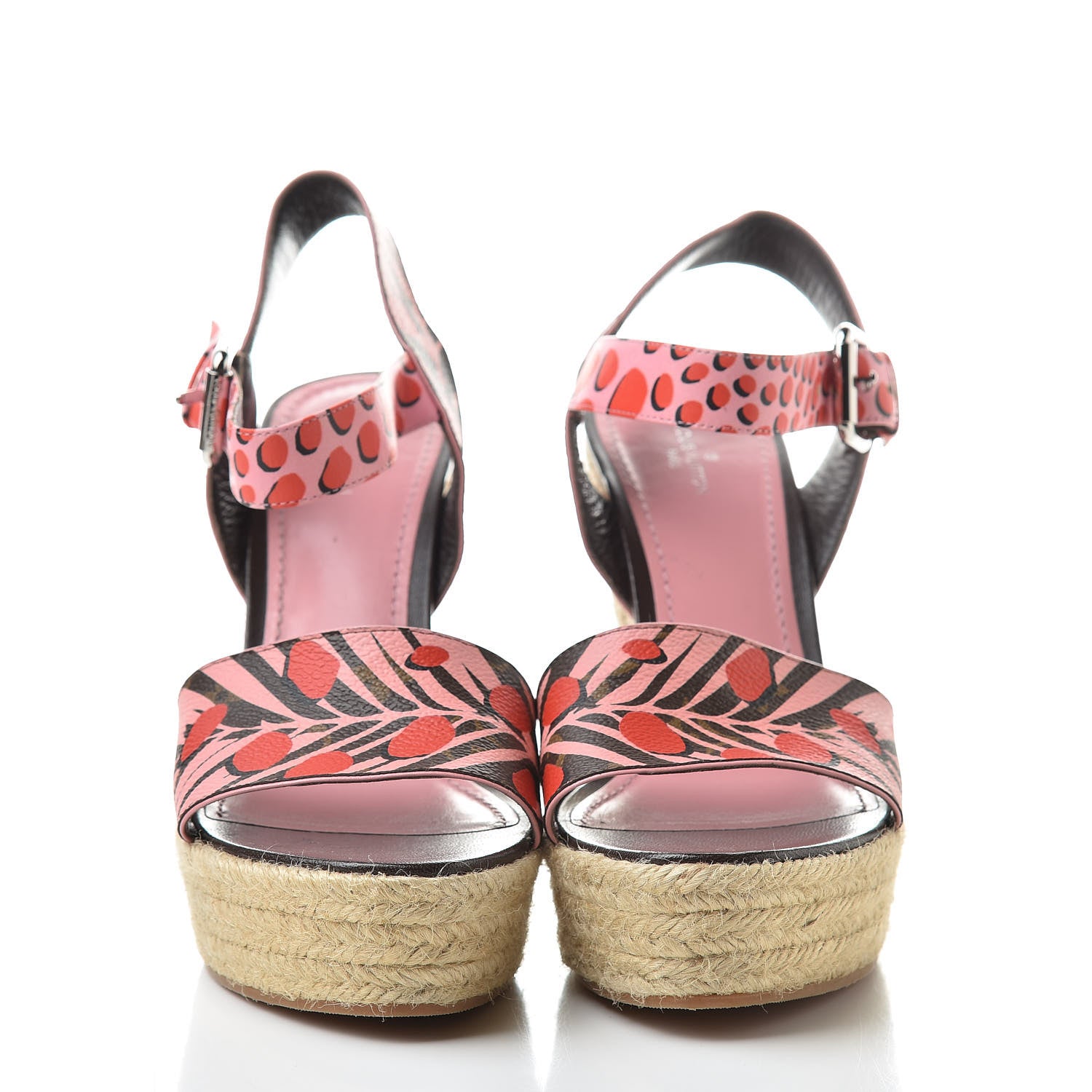 Louis Vuitton Monogram Jungle Dots Espadrille Wedge Sandal 37 Sugar Pink Poppy 2 of 8