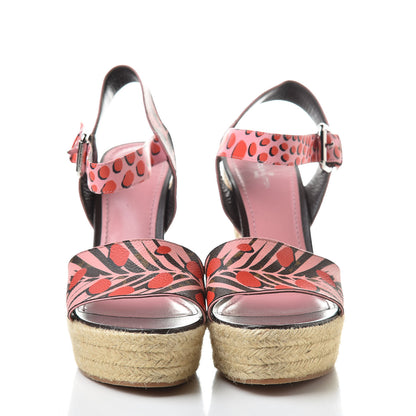Louis Vuitton Monogram Jungle Dots Espadrille Wedge Sandal 37 Sugar Pink Poppy 2 of 8