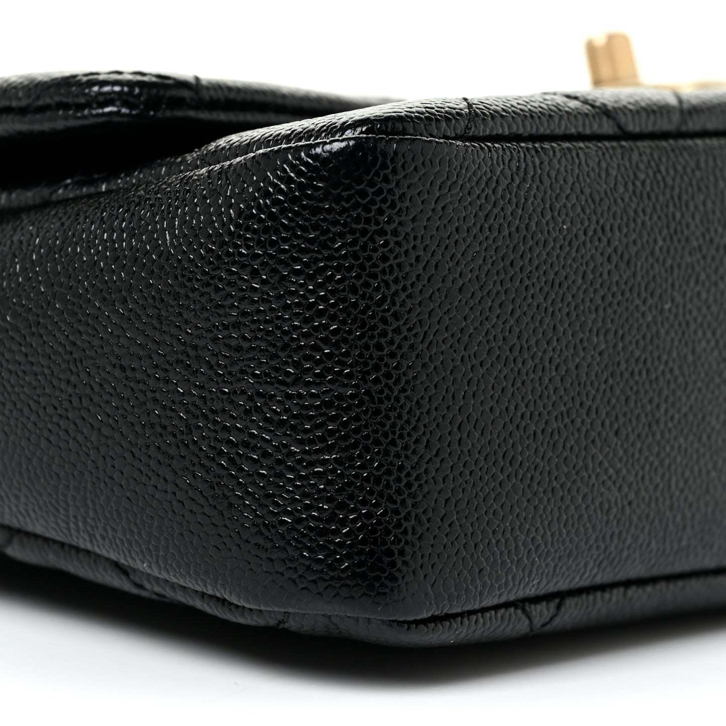 Shiny Caviar Quilted Small Chain Melody Flap Black