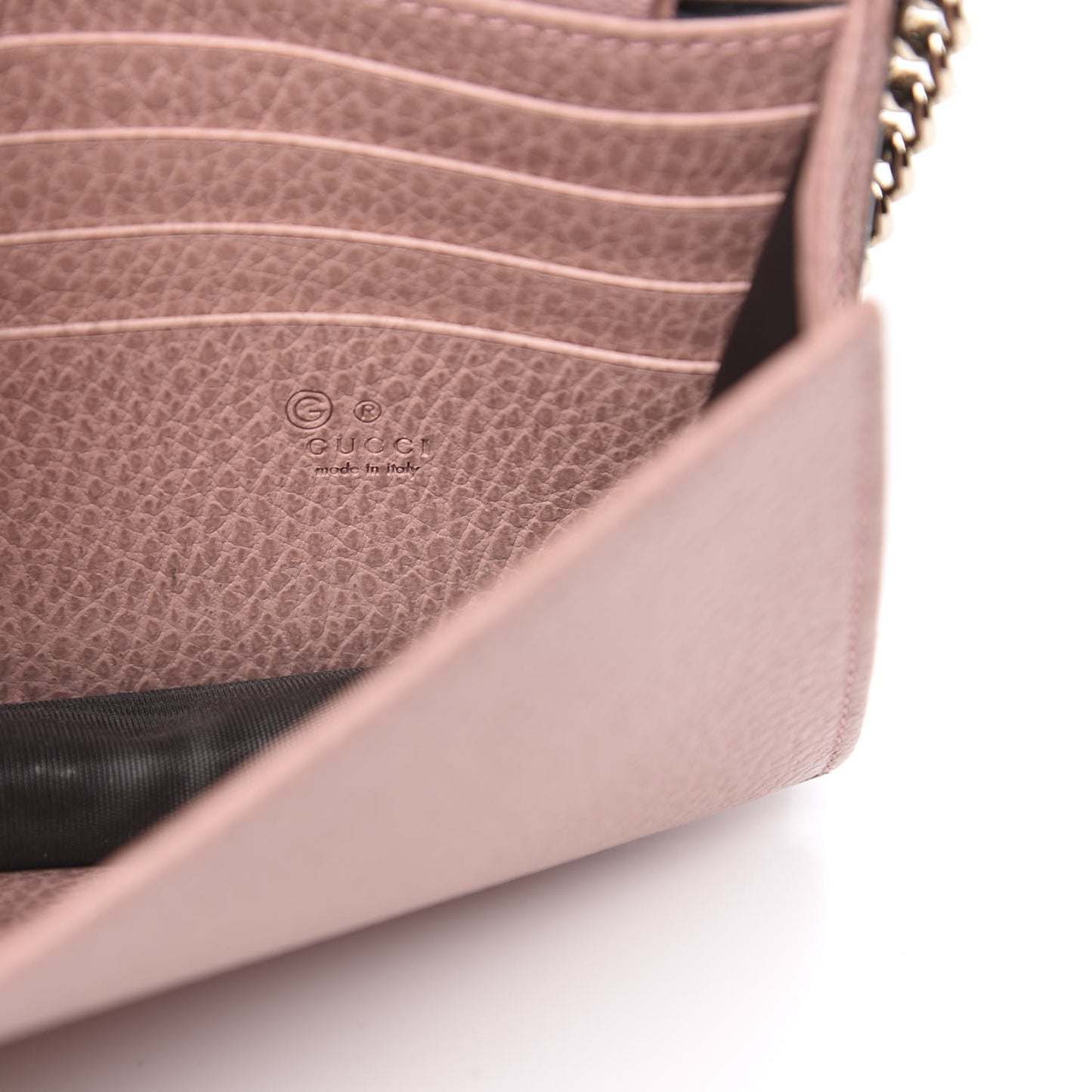 Dollar Calfskin Interlocking G Chain Wallet Soft Pink