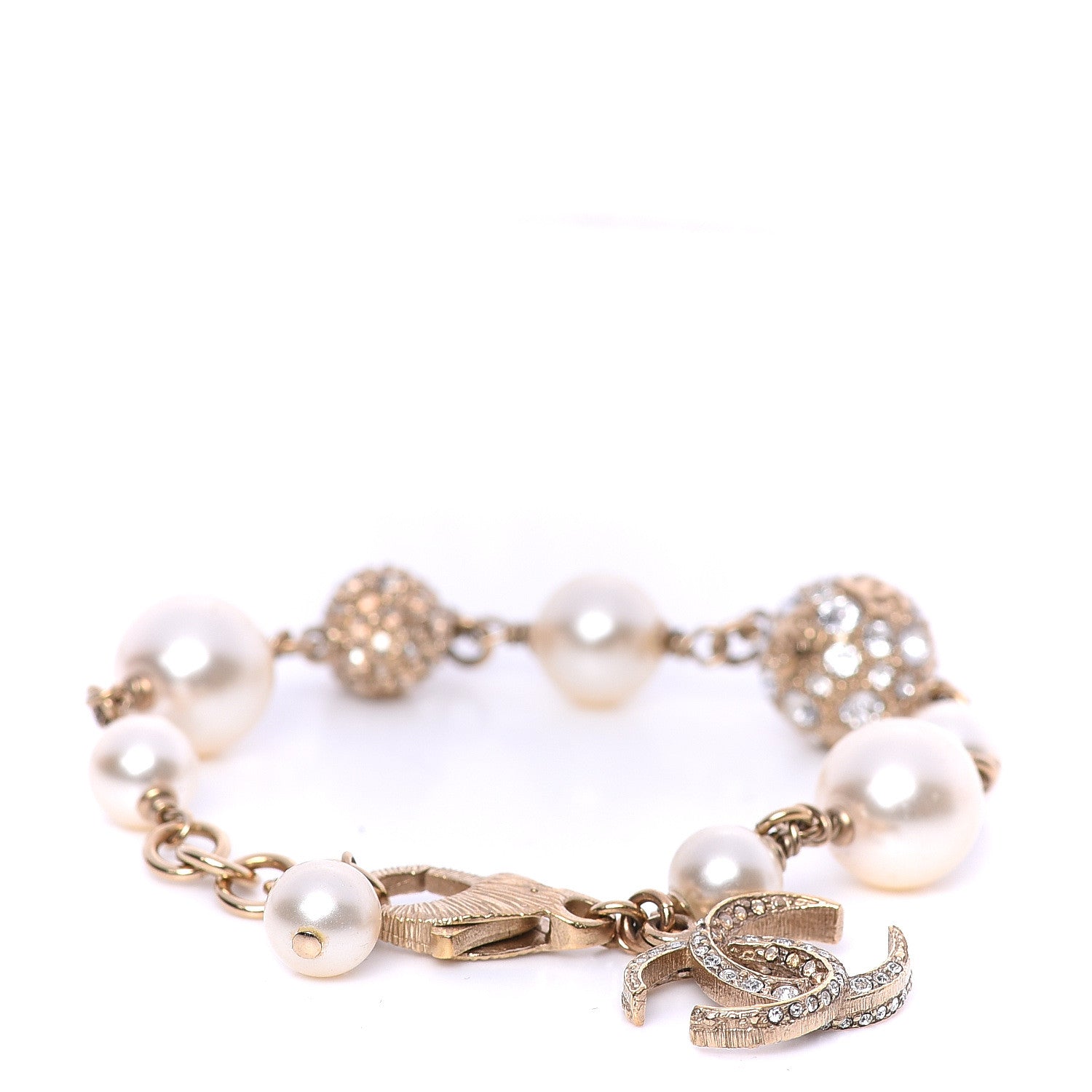 Chanel Pearl Crystal CC Bracelet Gold 1 of 4