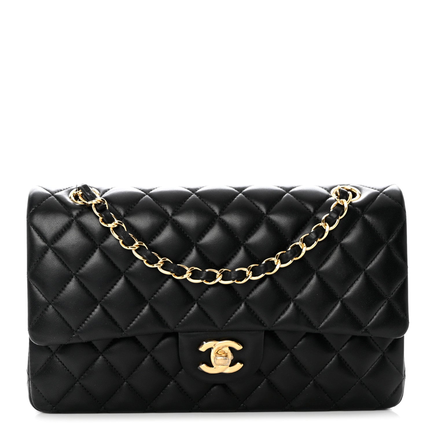 Chanel Lambskin Quilted Medium Double Flap Black 1 of 10