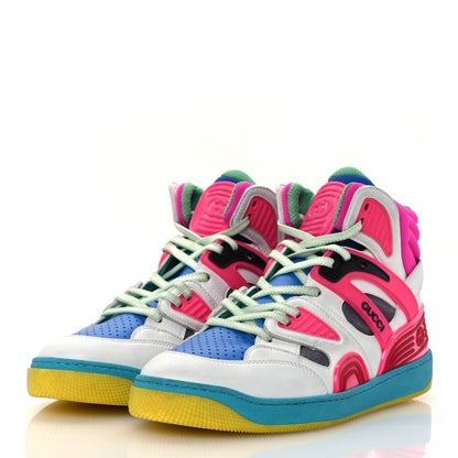 Gucci Demetra Womens Basket High Top Sneakers 39.5 Great White Bright Splash Loess 4 of 15