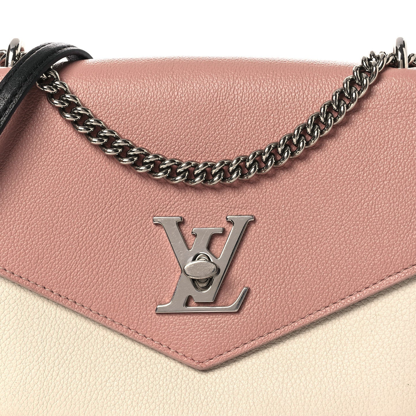 Soft Calfskin My Lockme Chain Bag BB Rose Boudoir Creme
