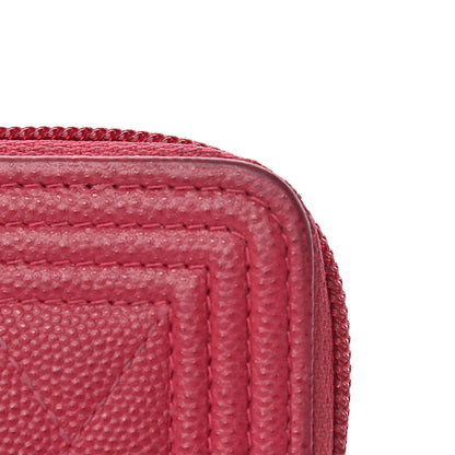Chanel Caviar Quilted Boy Zip Around Coin Purse Wallet Fuchsia 9 of 12
