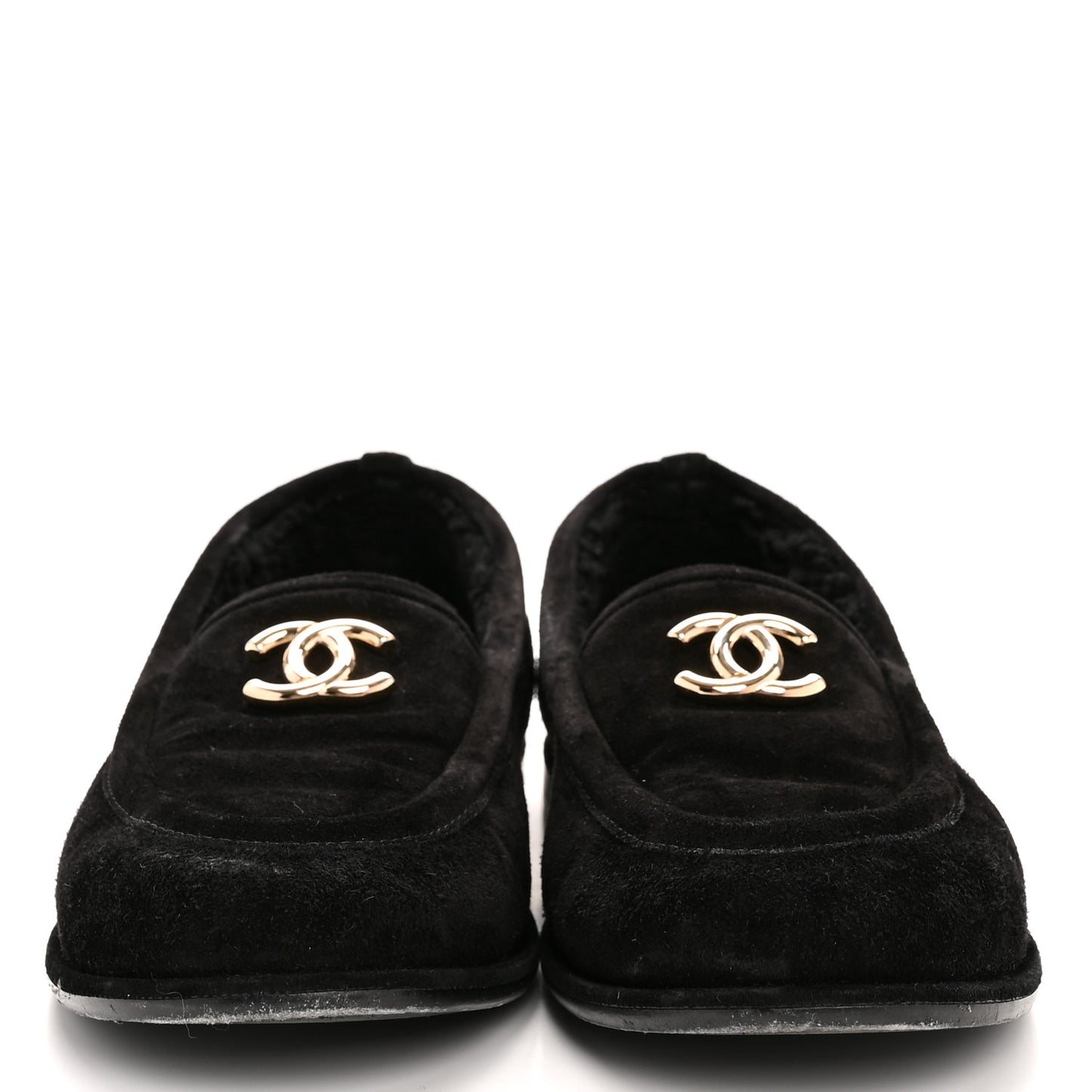 Suede Calfskin CC Loafers 39.5 Black