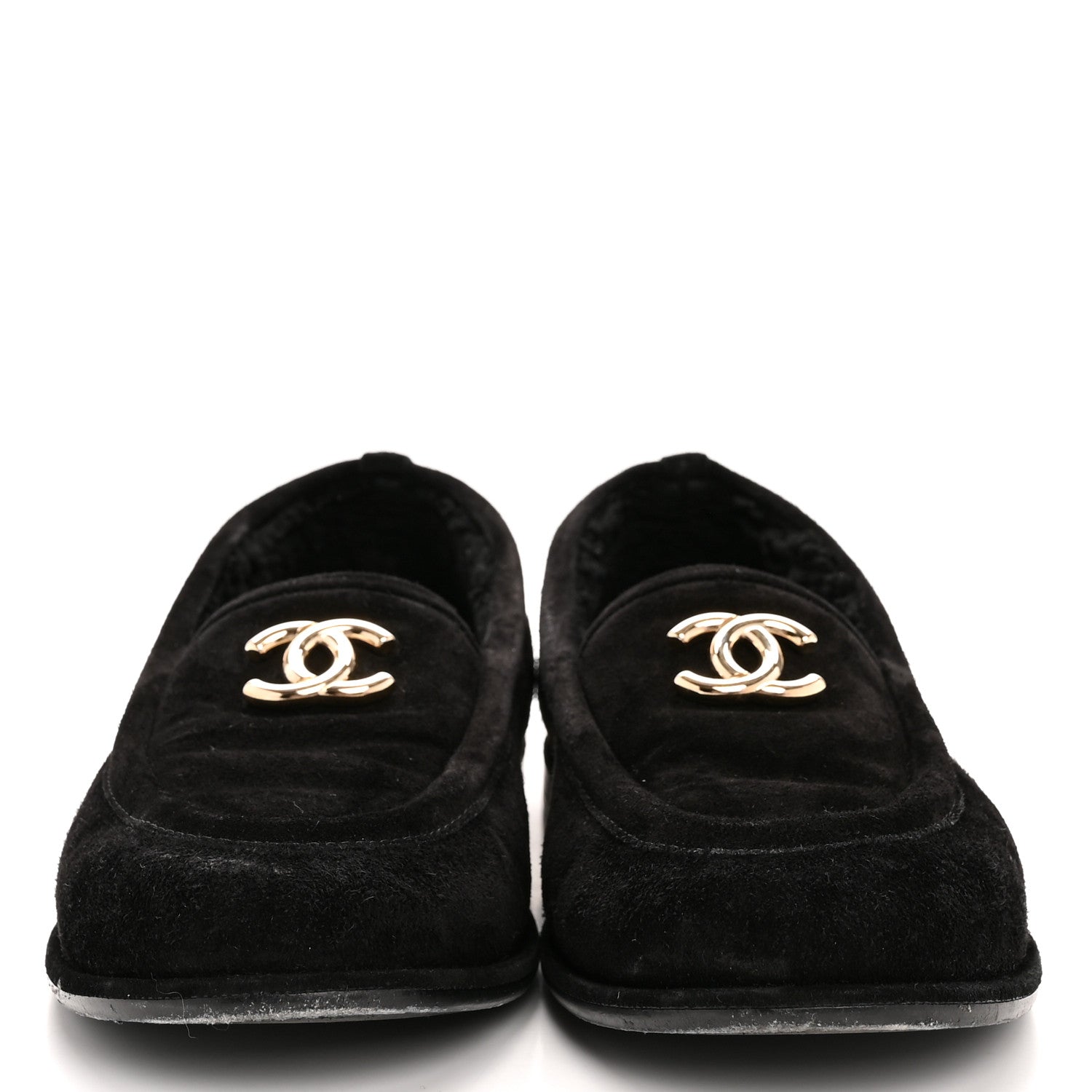 Chanel Suede Calfskin CC Loafers 39.5 Black 3 of 11