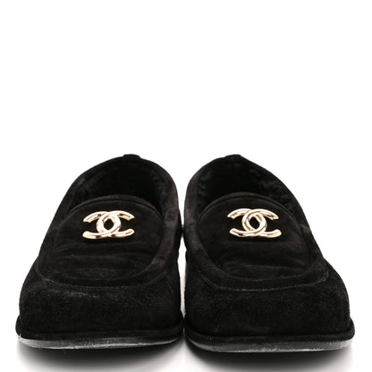 Chanel Suede Calfskin CC Loafers 39.5 Black 3 of 11