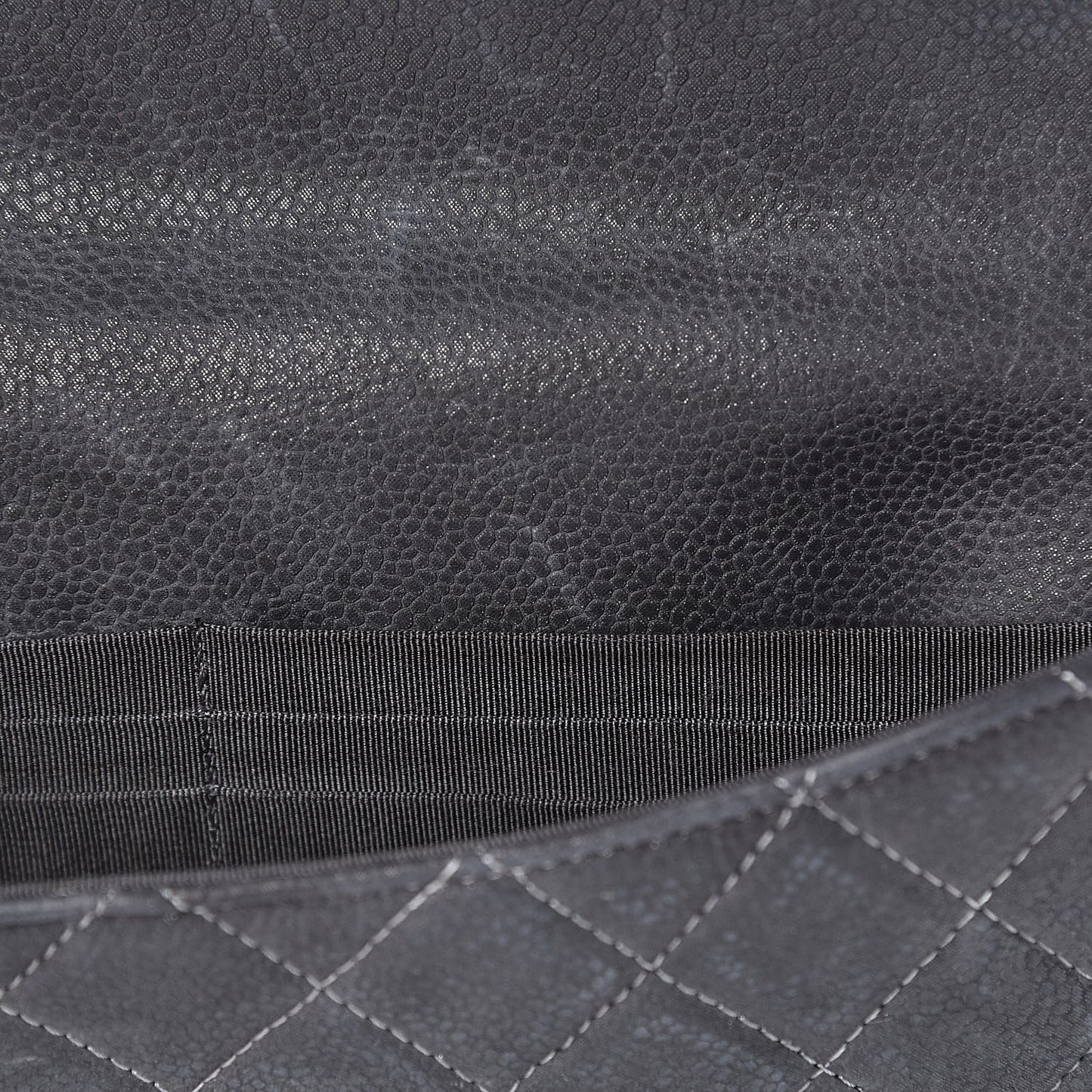 Iridescent Caviar Quilted Large Flap Wallet Grey