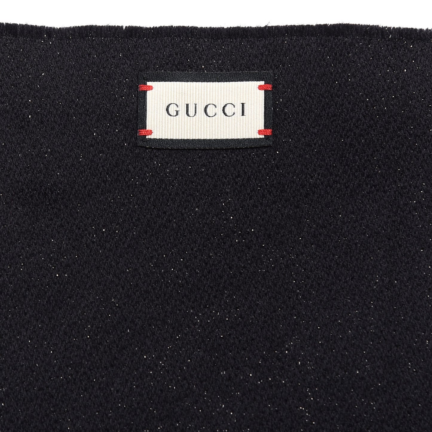 Wool Silk GG Monogram Fringe Scarf Black