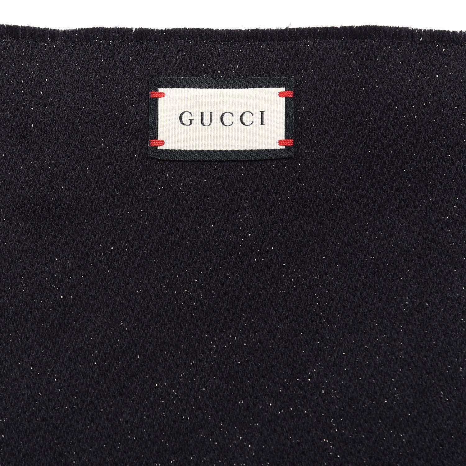 Gucci Wool Silk GG Monogram Fringe Scarf Black 5 of 5