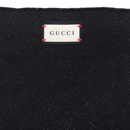 Gucci Wool Silk GG Monogram Fringe Scarf Black 5 of 5