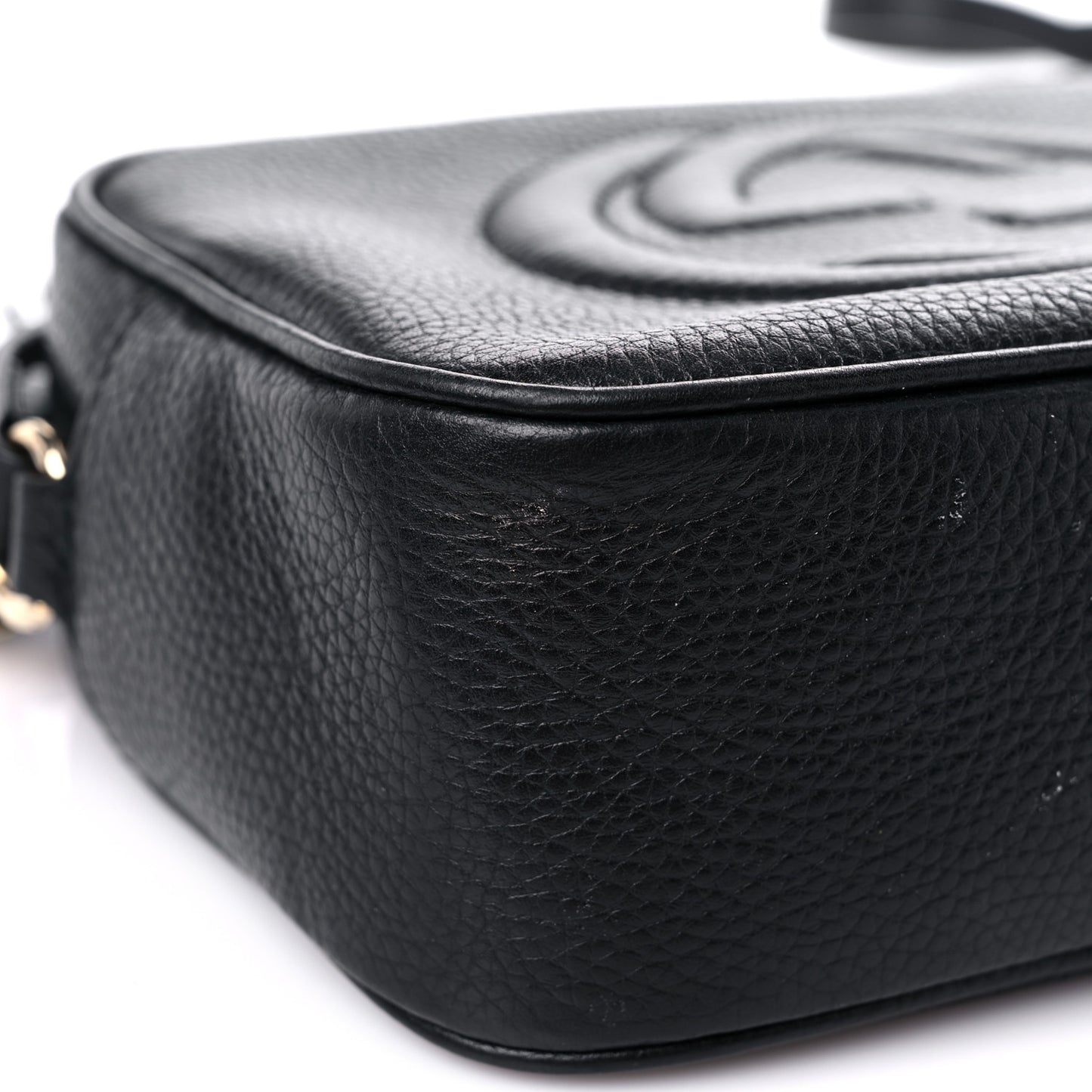 Pebbled Calfskin Small Soho Disco Bag Black