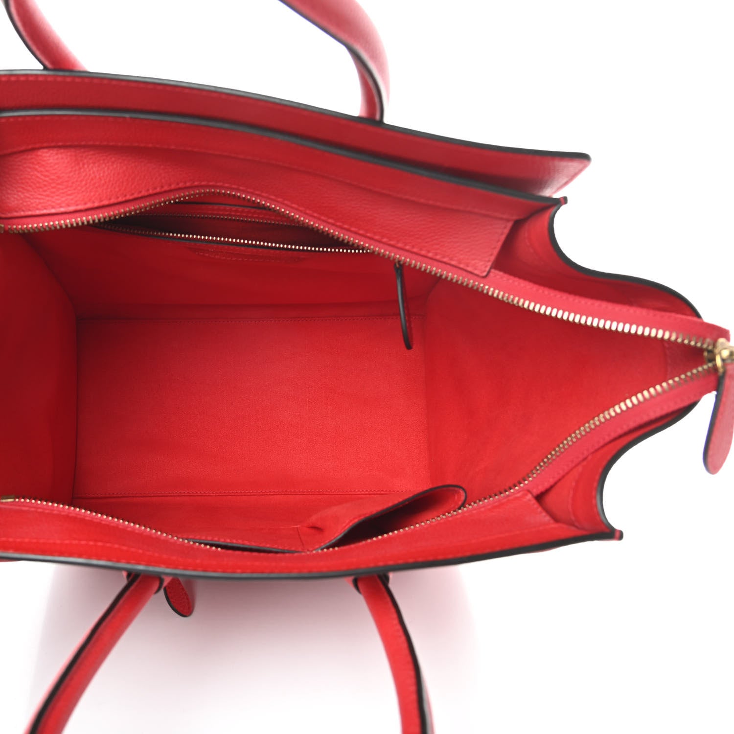 Celine Drummed Calfskin Mini Luggage Coquelicot 5 of 12