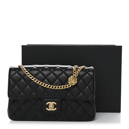 Chanel Lambskin Quilted Small Sweet Camellia Flap Black 11 of 11