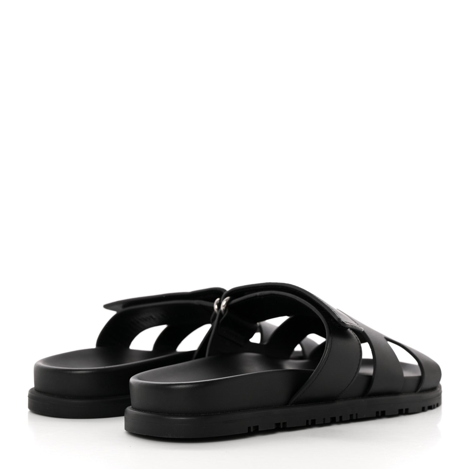 Hermes Calfskin Womens Chypre Sandals 37.5 Black 4 of 9