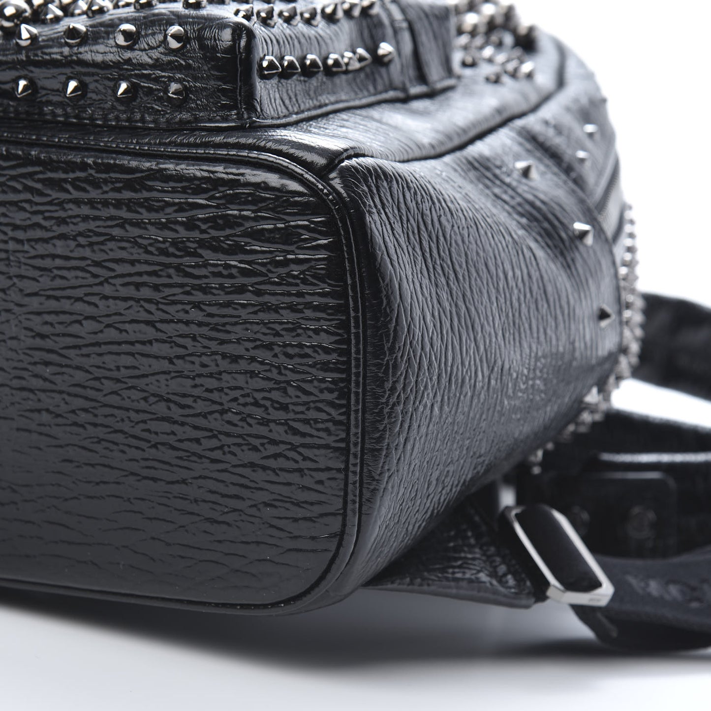 Grained Calfskin Pearl Stud Stark Backpack Black