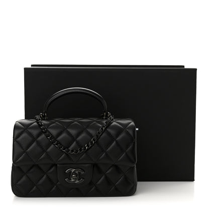 Chanel Lambskin Quilted Mini Top Handle Rectangular Flap So Black 12 of 12