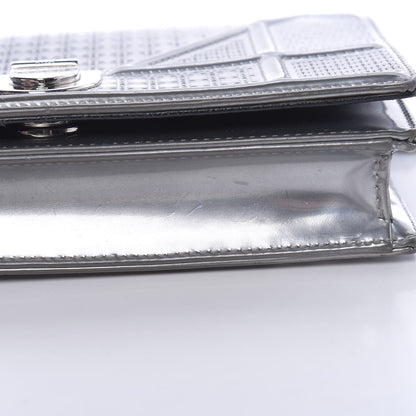Christian Dior Metallic Patent Micro-Cannage Diorama Wallet on Chain Pouch Silver 10 of 16