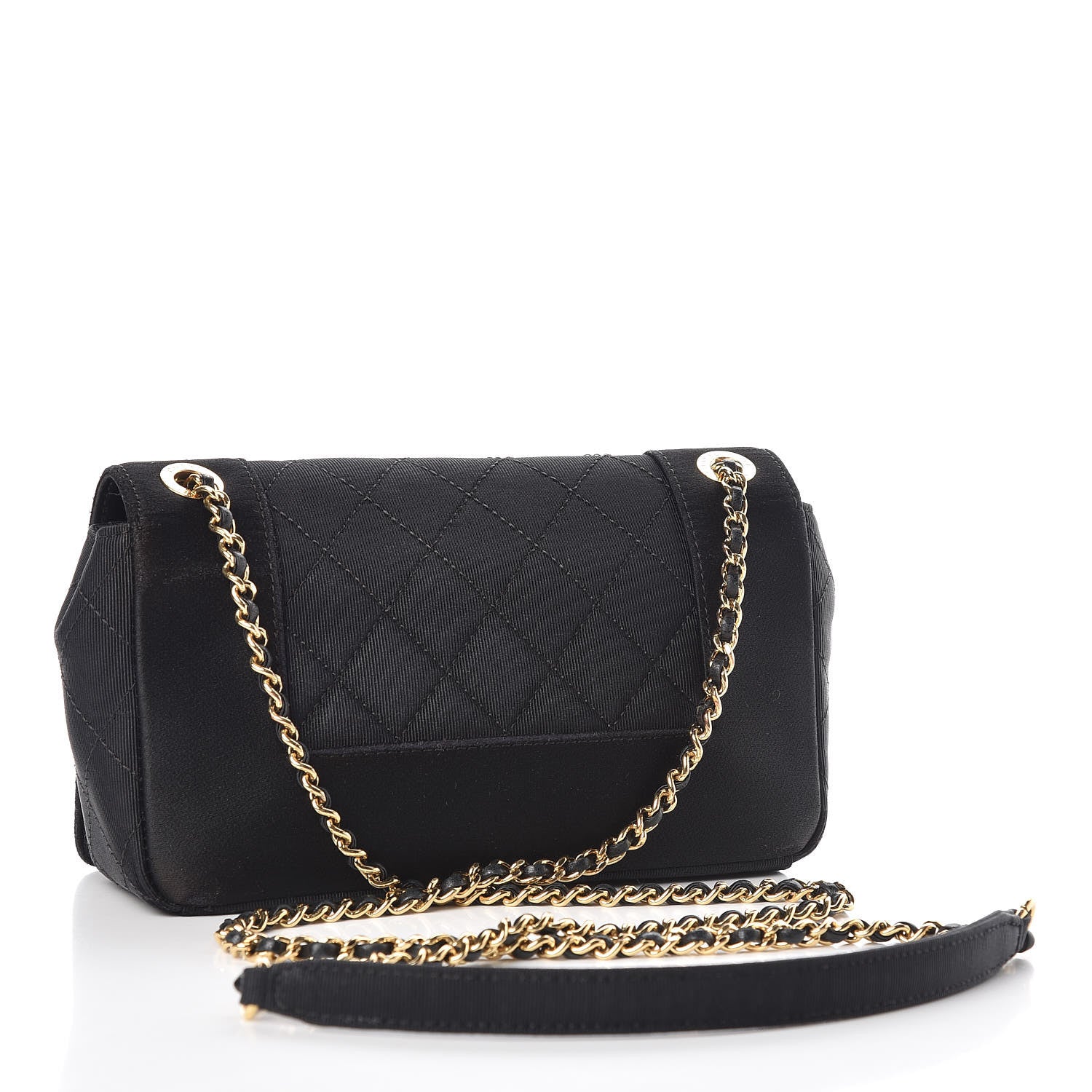 Chanel Grosgrain Satin Quilted Small Vintage Mademoiselle Flap Black 3 of 15