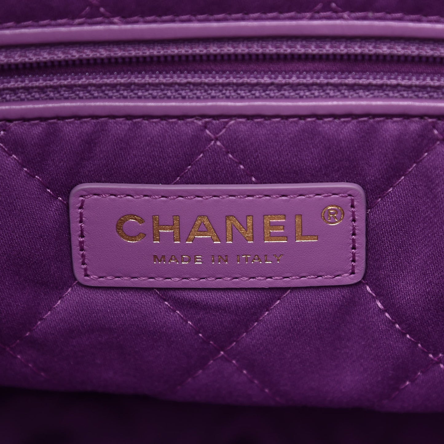 Shiny Calfskin Quilted Small Chanel 22 Purple