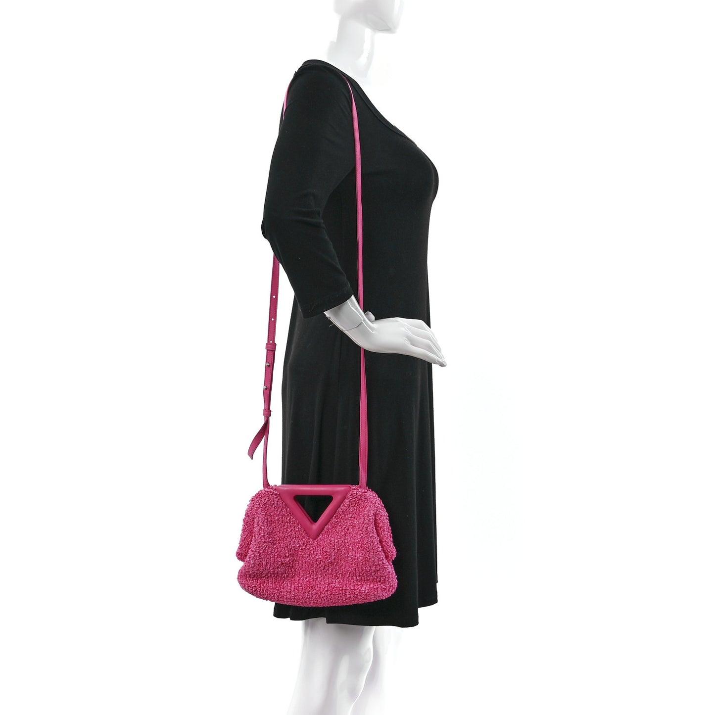 Boucle Curly Raffia The Point Triangle Bag Pink