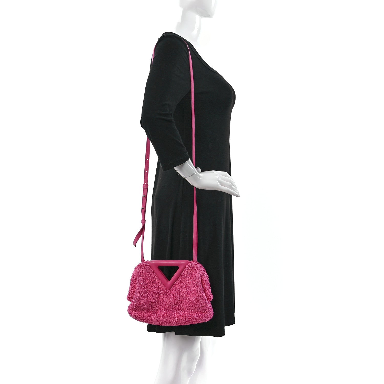 Bottega Veneta Boucle Curly Raffia The Point Triangle Bag Pink 3 of 10
