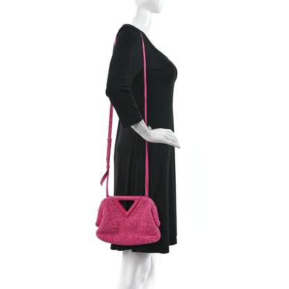 Bottega Veneta Boucle Curly Raffia The Point Triangle Bag Pink 3 of 10