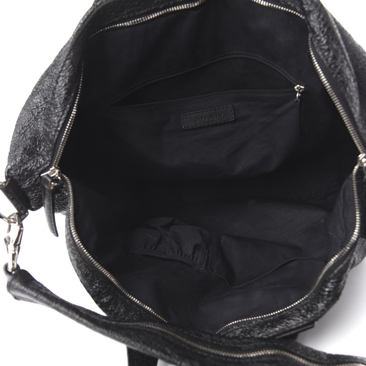 Glazed Pebbled Calfskin Medium Nightingale Black