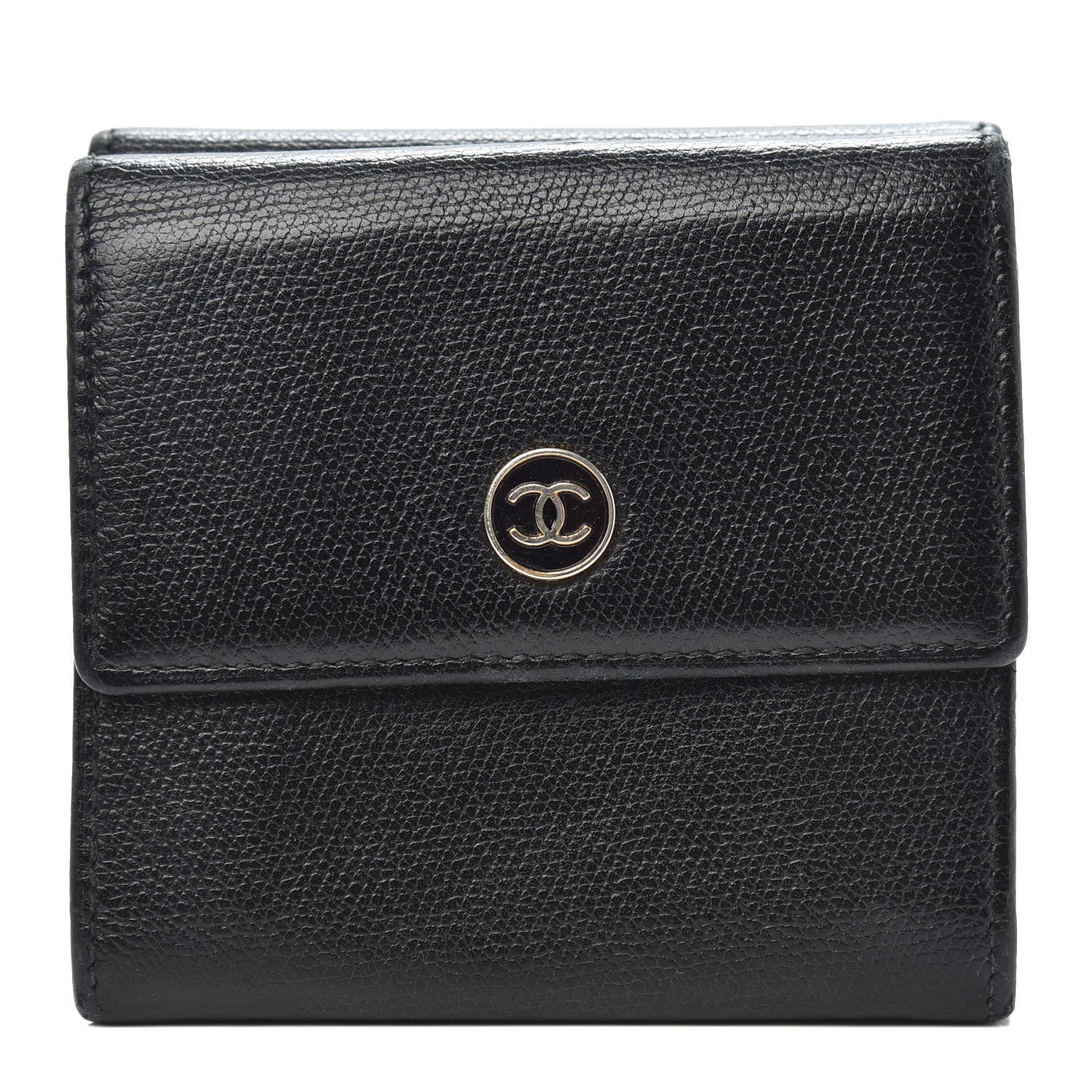Chanel Grained Calfskin CC Button Flap Wallet Black 1 of 10