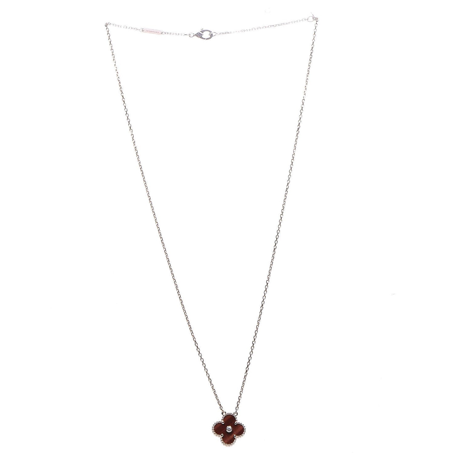 18K Rose Gold Diamond Bulls Eye Vintage Alhambra Pendant Necklace
