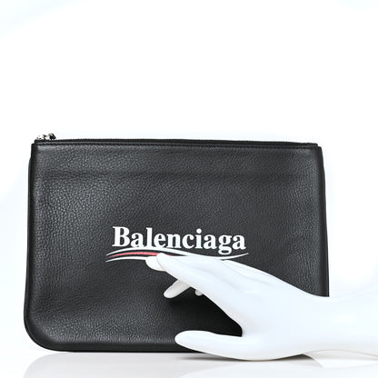 Balenciaga Calfskin Political Campaign Logo Pouch Black 2 of 8