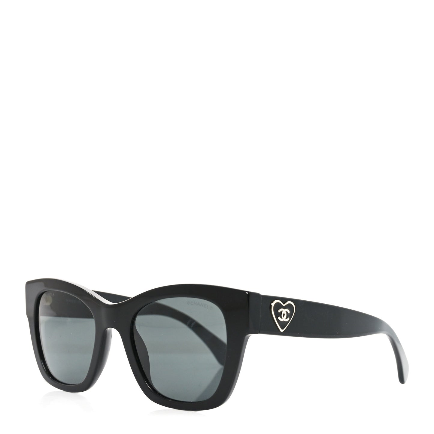Acetate Square CC Heart Sunglasses 5478 Black